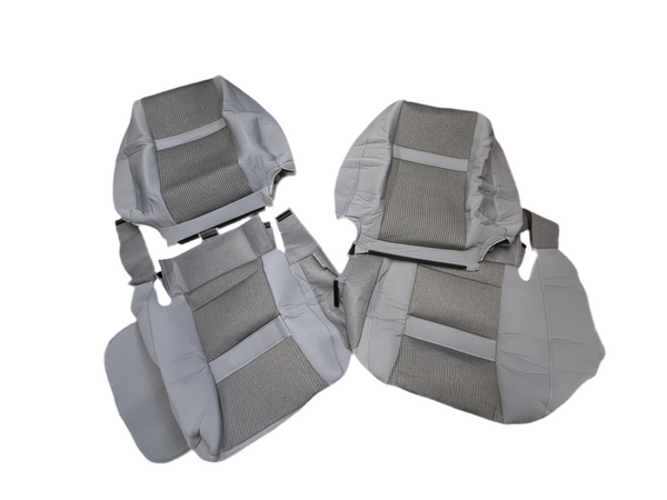 2006 2007 2008 2009 2010 Dodge Ram 1500 2500 3500 Front Bottom Top Seat Covers Set Light Gray Grey Cloth