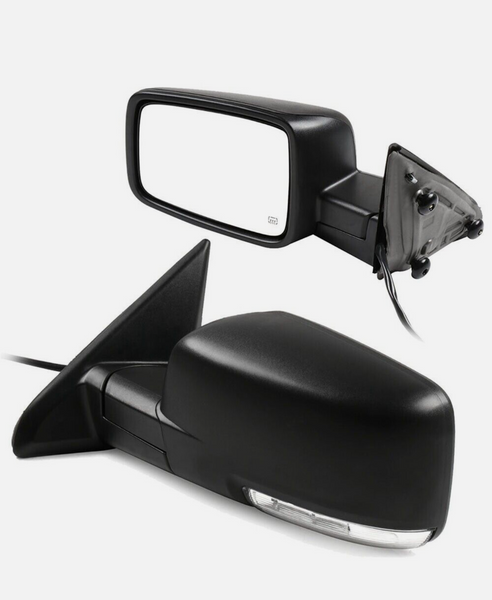 2009 2010 2011 2012 2013 2014 2015 2016 2017 2018 Dodge Ram 1500 2500 Mirrors Set with Turn Signal Power Heated Black Textured Left LH Right RH Driver Passenger