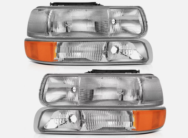1999-2002 Chevrolet Silverado 2000-2006 Suburban Tahoe Headlights Headlamps + Turn Signal