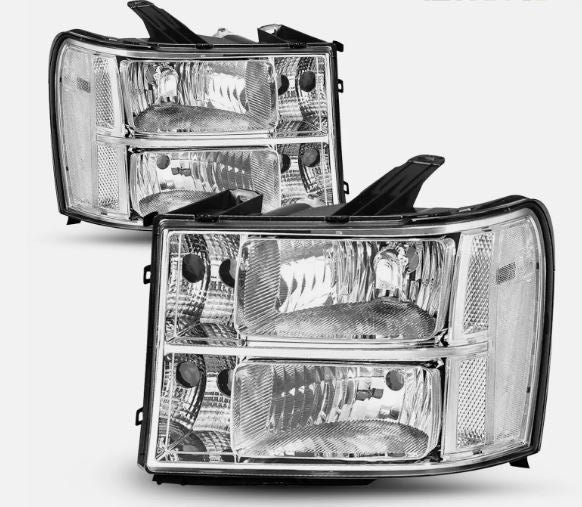2007 2008 2009 2010 2011 2012 2013 GMC Sierra 1500 2500 3500 Headlights Headlamps Head Lights Lamps Clear