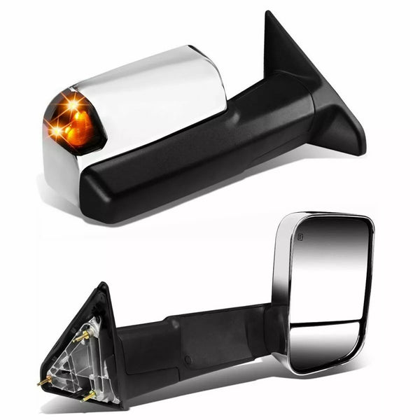 2009 2010 2011 2012 2013 2014 2015 2016 2017 2018 Dodge Ram 1500 2500 3500 Mirror Set Chrome Electric Tow Flip Up