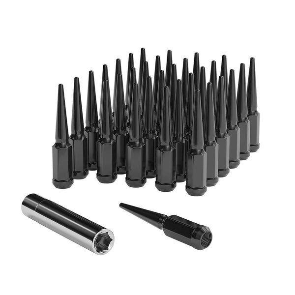 32 PCS M14x1.5 Black Spike Lug Nuts Wheel + Key For Ram 2500 3500 2013-2022