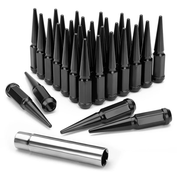 32PCS 9/16-18 Spike Lug Nuts + Socket Key For Ford F250 F350 RAM 1500 2500 3500