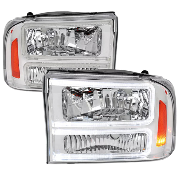 1999 2000 2001 2002 2003 2004 Ford F250 F350 F450 Super duty 00-04 Excursion Headlight w/ LED Headlight Set Clear