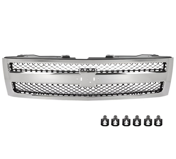 2007-2013 Chevrolet Silverado 1500 Chrome Front Grille Shell w/ Black Insert