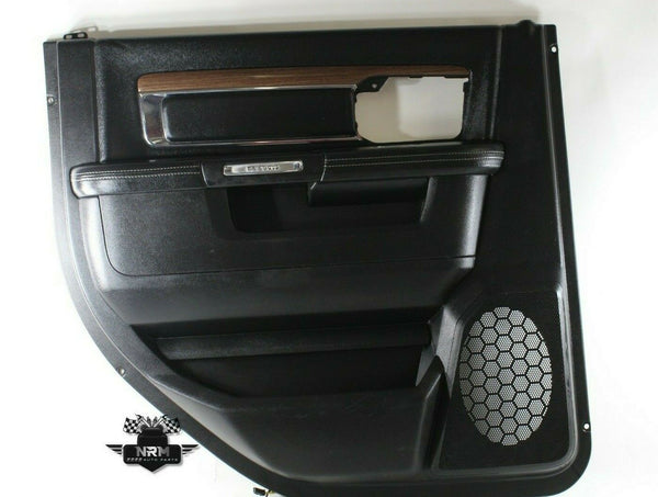 13-18 Dodge Ram 1500 Door Panel Trim Rear Left LH Black w/ Woodgrain