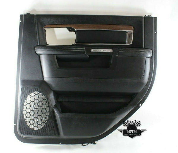 13-18 Dodge Ram 1500 Door Panel Trim Rear Right RH Black w/ Woodgrain