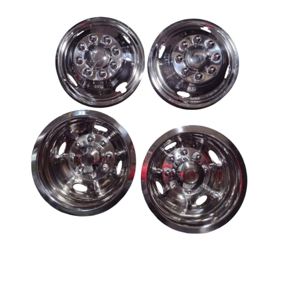 1988 1989 1990 1991 1992 1993 1994 1995 1996 1997 1998 1999 Chevrolet Silverado GMC Sierra 3500 Front & Rear 16" Wheel Simulators Snap-on Stainless Steel Dually Dual Wheel