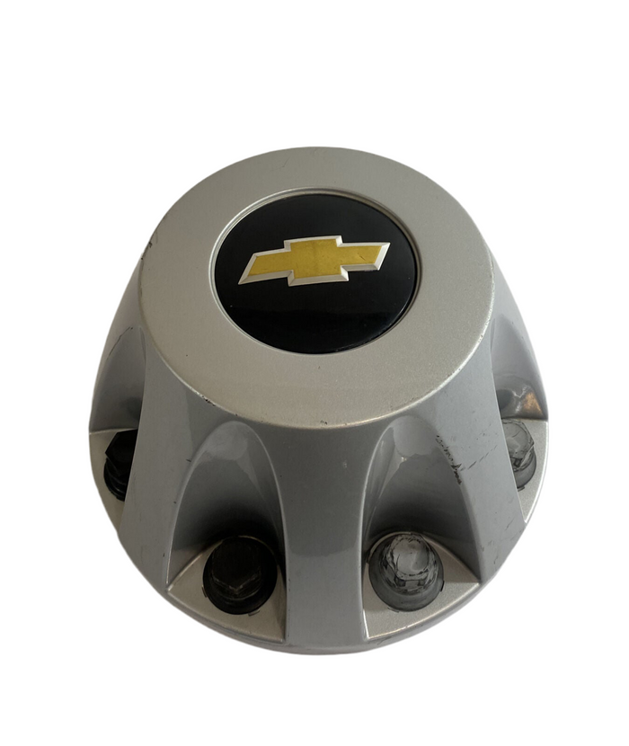 2011 2012 2013 2014 2015 2016 2017 2018 2019 2020 2021 2022 2023 2024 Chevy Silverado 3500 DRW Rear Silver Wheel Center Cap