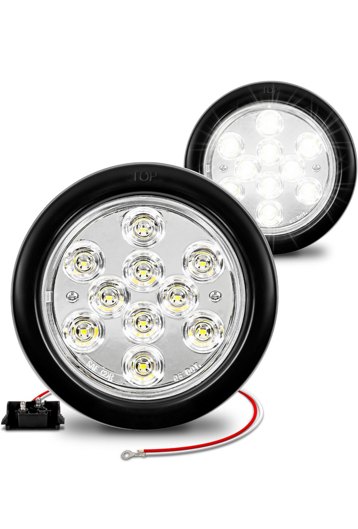 4” Round 10 LED White Reverse Trailer Light 2 Piece Utility Bed