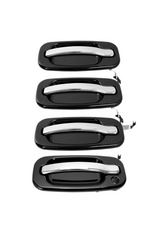 1999-2006 Chevrolet Silverado GMC Sierra 1500 2500 3500 Set Of 4 Door Handles Black With Chrome Outer Exterior
