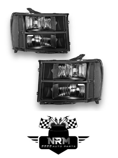 2007 - 2014 GMC Sierra 1500 2500HD 3500HD Left/Right Side Headlights Black