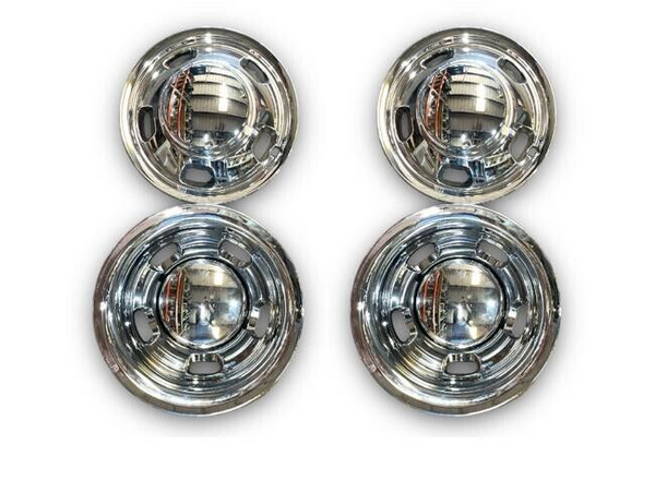 2003-2018 Dodge Ram 3500 Wheel Center Hub Caps & Simulator Set 8 Piece Chrome
