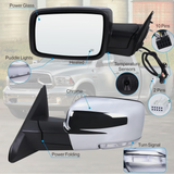 2013 2014 2015 2016 2017 2018 Ram 1500 Mirrors Set Power Folding Chrome Heated LED Signal