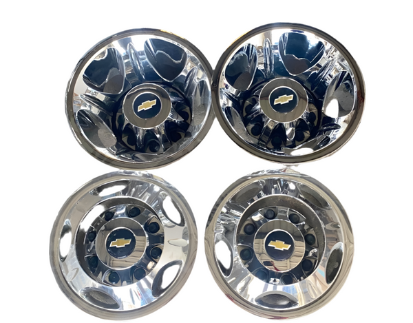 2011 2012 2013 2014 2015 2016 2017 2018 2019 2020 2021 2022 2023 2024 Chevrolet Silverado 3500 Dually DRW Simulators Center Caps Complete Set