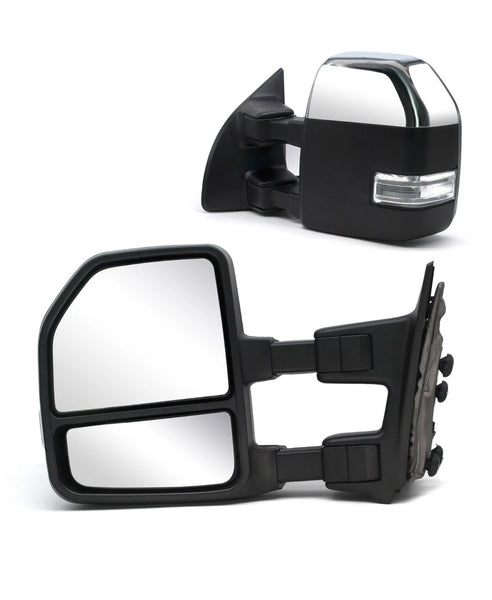 1999-2016 Ford F-250 F-350 F-450 F-550 Mirrors Set Chrome New Style Manual Restomod