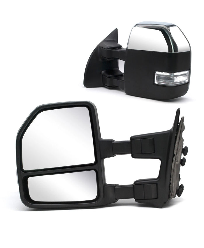 1999-2016 Ford F-250 F-350 F-450 F-550 Mirrors Set Chrome New Style Manual Restomod