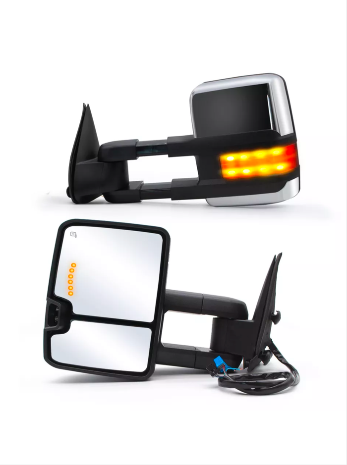 2003 2004 2004 2005 2006 2007 Chevrolet Silverado GMC Sierra 1500 2500 3500 Tow Chrome Mirrors Set Of 2 Dual Arm Door