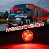 2" Round LED Red Marker Lights Trailer Waterproof Side Marker Light 12-24V with Rubber Grommets Pigtails for RV Trailer Truck Boat