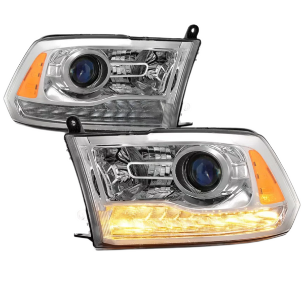 2013 2014 2015 2016 2017 2018 Ram 1500 2500 3500 Chrome Projector Headlights LED Headlamps Set Head Lights Lamps