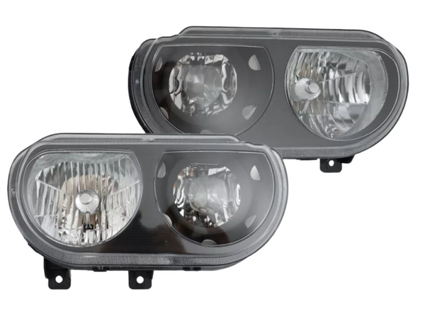 2008 2009 2010 2011 2012 2013 2014 Dodge Challenger Headlamps Headlights Set of 2 Black Halogen Pair