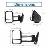 2007 2008 2009 2010 2011 2012 2013 Chevrolet Silverado GMC Sierra 1500 2500 3500 Side Manual Mirrors Tow Dual Arm Sets Left Right