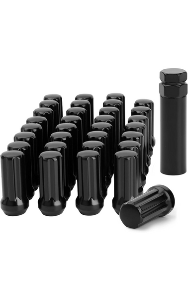 32 PCS M14X1.5 Black Lug Nuts Wheel + Key For Ram 2500 3500 2013-2022 Long Extended With Key