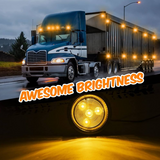 2" Round LED Amber Marker Lights Trailer Waterproof Side Marker Light 12-24V with Rubber Grommets Pigtails for RV Trailer Truck Boat