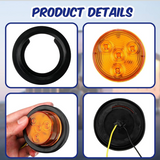 2" Round LED Amber Marker Lights Trailer Waterproof Side Marker Light 12-24V with Rubber Grommets Pigtails for RV Trailer Truck Boat