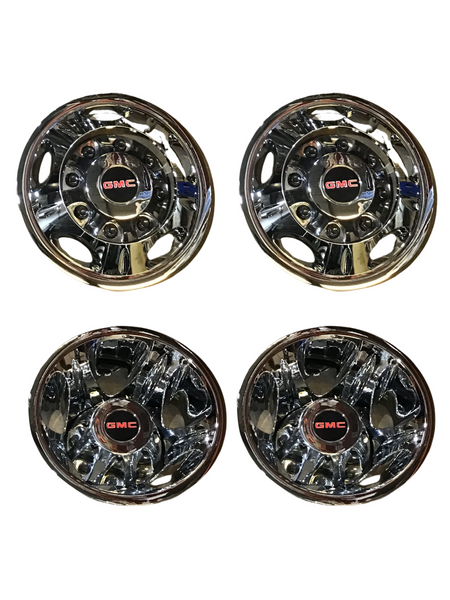 2011-2024 GMC Sierra 3500 Chrome Simulators Center Caps Set of 8 pieces Dually DRW Dual Rear Wheel