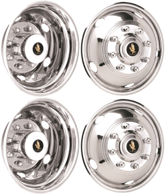 1999 2000 2001 2002 Ford F-450 F-550 Stainless Steel Simulators Set Bolt On 8 Lugs 19.5