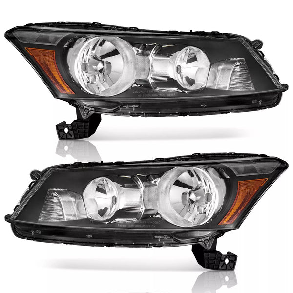 2008 2009 2010 2011 2012 Honda Accord Sedan 4-Door Black Headlamps Pair Headlights