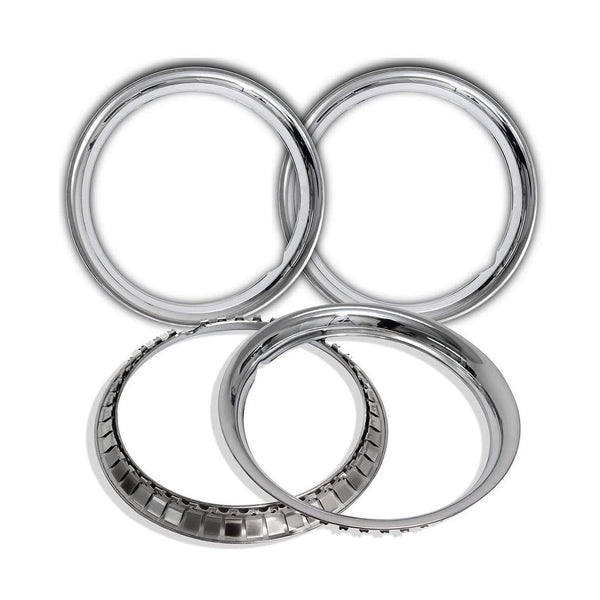 Trim Rings 16 inch Diameter (Pack of 4) Chrome Steel Beauty Rims 16" fit Silverado 3500 Ram 3500 F-350
