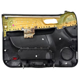 Car door panel with interior components on a white background