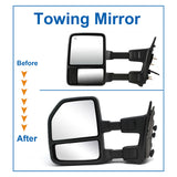 1999-2016 Ford F-250 F-350 F-450 F-550 Mirrors Set Black New Style Manual Restomod