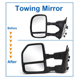 1999-2016 Ford F-250 F-350 F-450 F-550 Mirrors Set Black New Style Manual Restomod