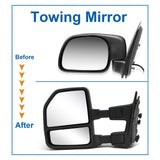 1999-2016 Ford F-250 F-350 F-450 F-550 Mirrors Set Black New Style Manual Restomod