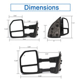 1999-2016 Ford F-250 F-350 F-450 F-550 Mirrors Set Black New Style Manual Restomod