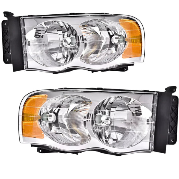 2002 2003 2004 2005 Dodge Ram 1500 2500 3500 Clear Headlights Headlamps Head Lights Lamps Set LH RH