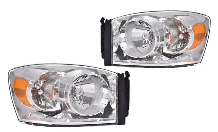 2006 2007 2008 2009 Dodge Ram 1500 2500 3500 Chrome Headlights Headlamps Head Lights Lamps Set Pair