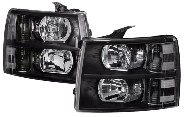 2007 2008 2009 2010 2011 2012 2013 Chevrolet Silverado 1500 2500 3500 Black Headlights Headlamps Set Head Lights Lamps Left Right