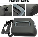 2014-2019 Chevrolet Silverado GMC Sierra 1500 2500 3500 Leather Center Console Armrest Lid Black With Chrome