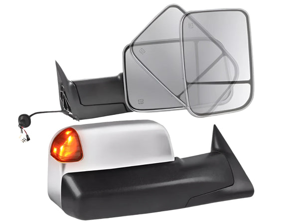 1998 1999 2000 2001 2002 Dodge Ram 1500 2500 3500 2nd Gen Tow Flip Up Mirrors Chrome with Turn Signal