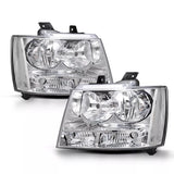2007-2014 Chevrolet Tahoe Suburban Clear Headlamps Headlights Set Of 2 Chrome Housing Clear