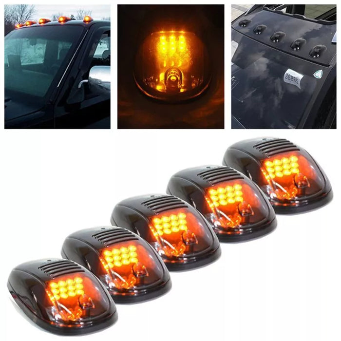 2003-2018 Dodge RAM 1500 2500 3500 Cab Smoked Lens LED Rooftop Running Marker Light Kit Amber