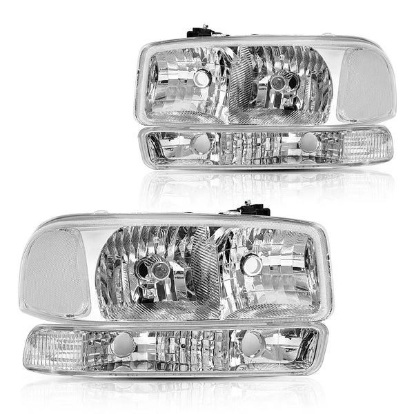 1999 2000 2001 2002 2003 2004 2005 2006 GMC Sierra Yukon XL 1550 2500 Headlights Headlamps Bumper Lamps Clear