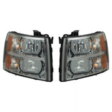 2007 2008 2009 2010 2011 2012 2013 Chevrolet Silverado 1500 2500 3500 Black Smoke Headlights Headlamps Head Lights Lamps Set