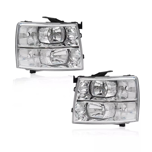 2007 2008 2009 2010 2011 2012 2013 Chevrolet Silverado 1500 2500 3500 Clear Headlights Headlamps Head Lights Lamps Set