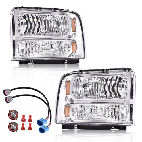 1999 2000 2001 2002 2003 2004 Ford F-250 F-350 F-450 Clear Headlamp Headlights Set Of 2 Conversion