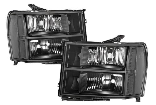 2007 2008 2009 2010 2011 2012 2013 GMC Sierra 1500 2500 3500 Black Headlamps Headlights Set Head Lamps Lights